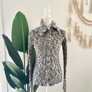 PacSun Industry marled knit sweater cardigan grey vibes fold over turtleneck